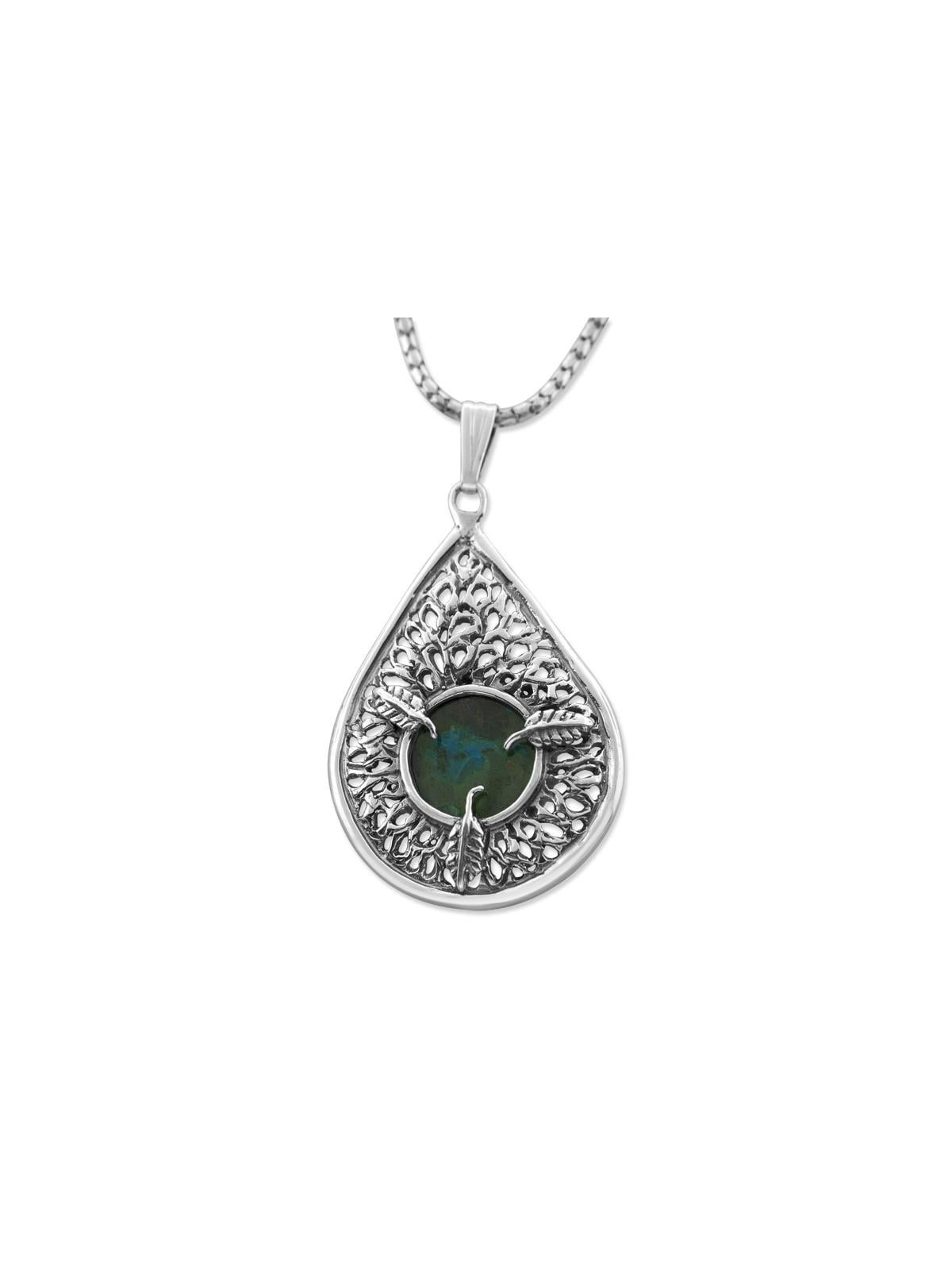 Collier en argent sterling et pierre d’Eilat en forme de larme