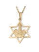 14K Gold Tower of David Inside Star of David Pendant Necklace