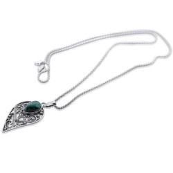 Eilat Stone and Silver Double Tear Drop Necklace