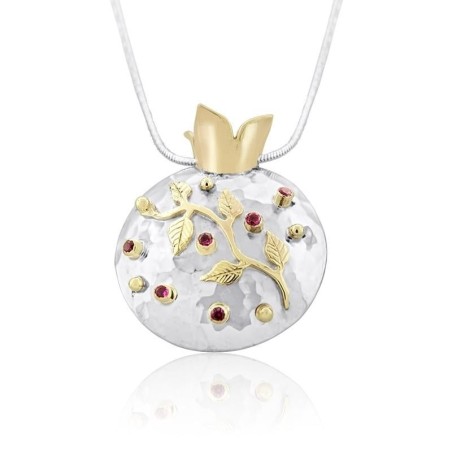 Incroyable collier de grenade en argent et en or