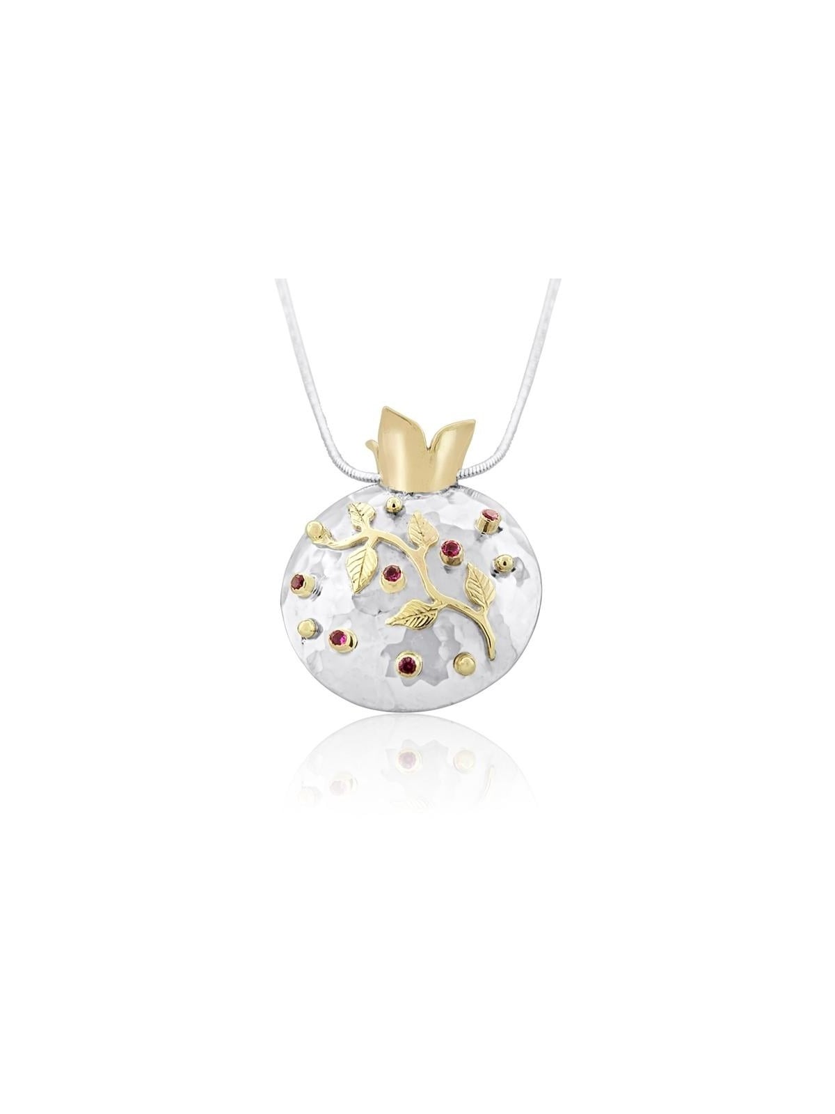 Incroyable collier de grenade en argent et en or