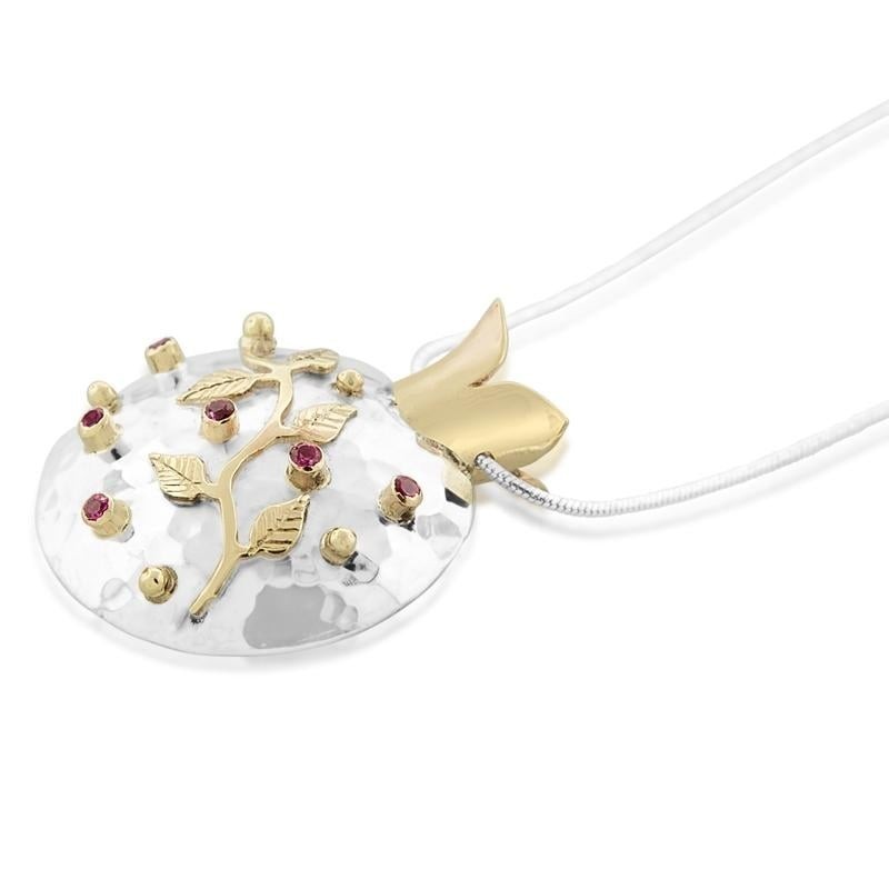 Amazing Silver and Gold Pomegranate Necklace