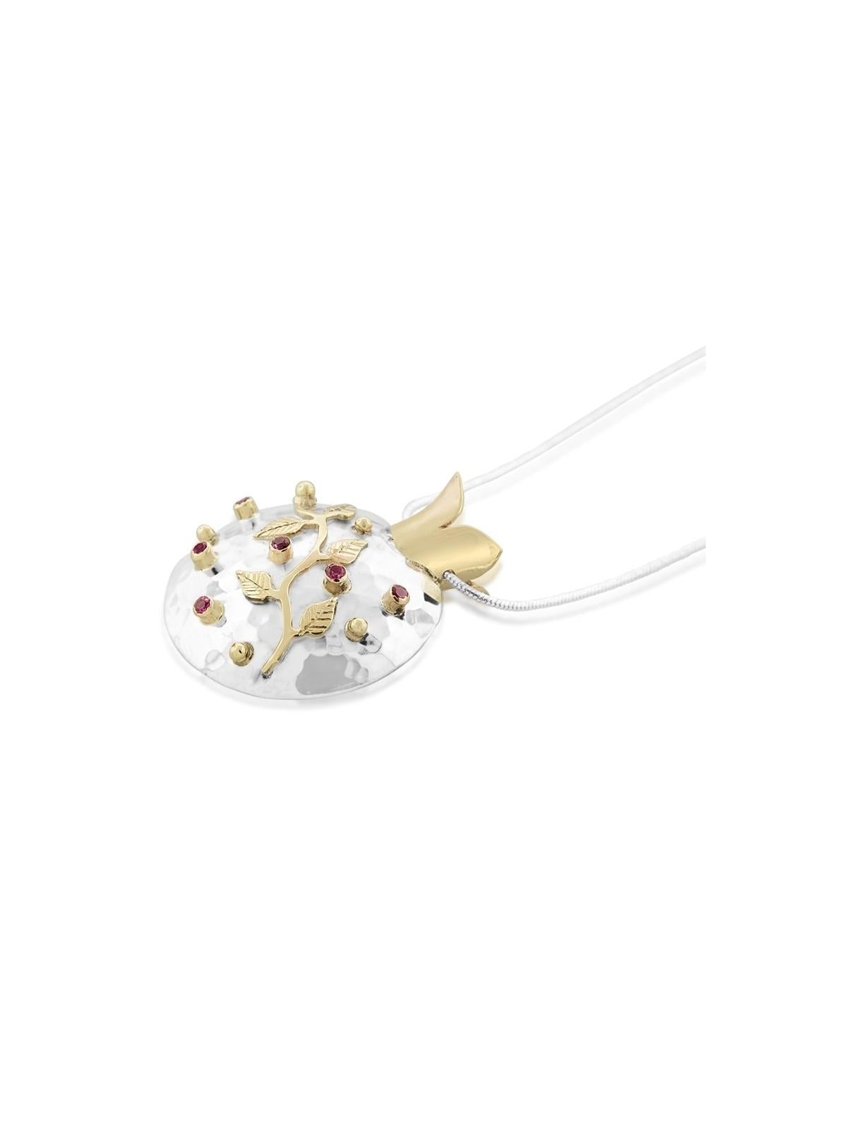 Incroyable collier de grenade en argent et en or