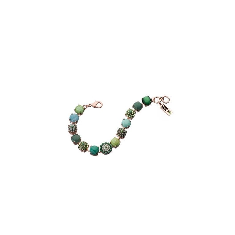 Bracelet avec pierres précieuses vertes plaqué or rose 24 carats