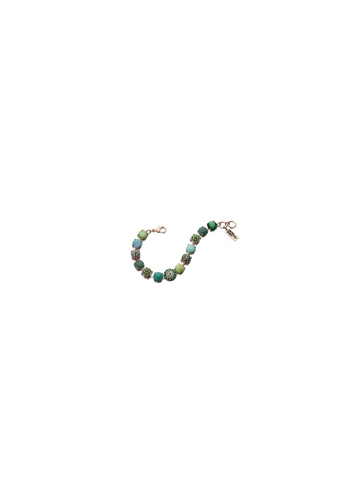 24K Rose Gold-Plated Green Gemstones Bracelet