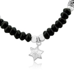Onyx and Silver Star of David Necklace