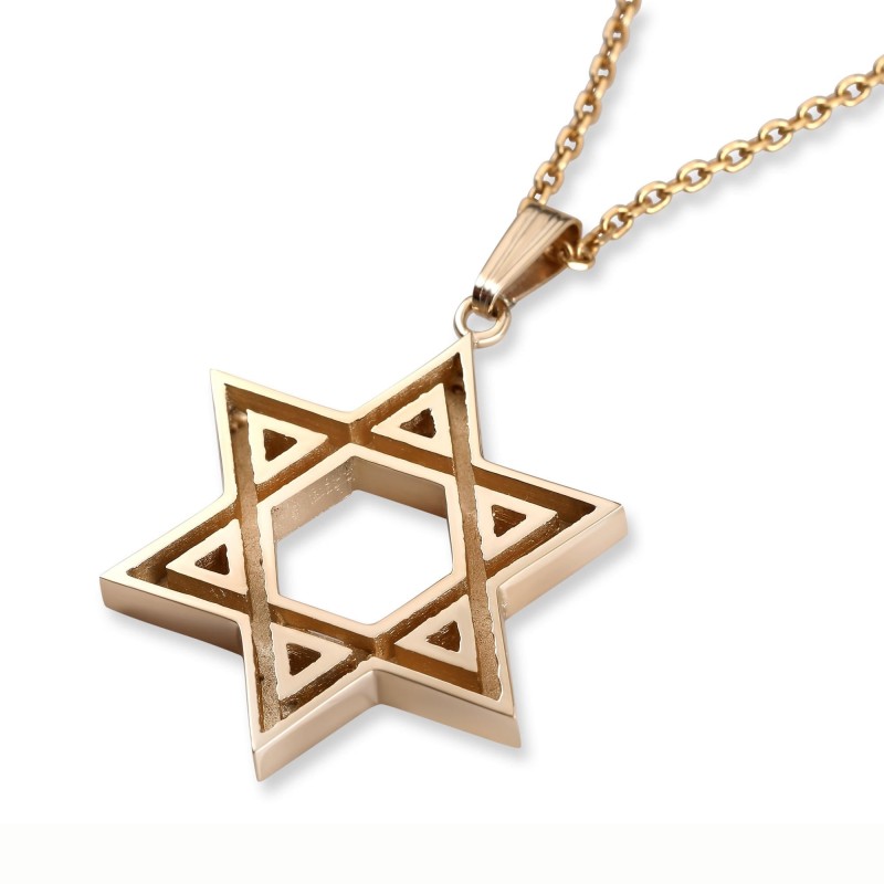 Pendentif étoile de David découpé en or jaune 14 carats