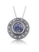 Collier cercle en argent et verre romain avec bordure décorative