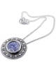 Silver and Roman Glass Circle Necklace with Decorative Border