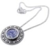 Silver and Roman Glass Circle Necklace with Decorative Border