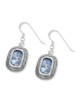 Rafael Jewelry Rectangular Roman Glass and Silver Earrings