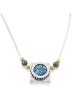 Collier carré en argent sterling avec centre en verre romain circulaire