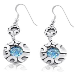 Boucles d'oreilles Arches romaines en verre et argent