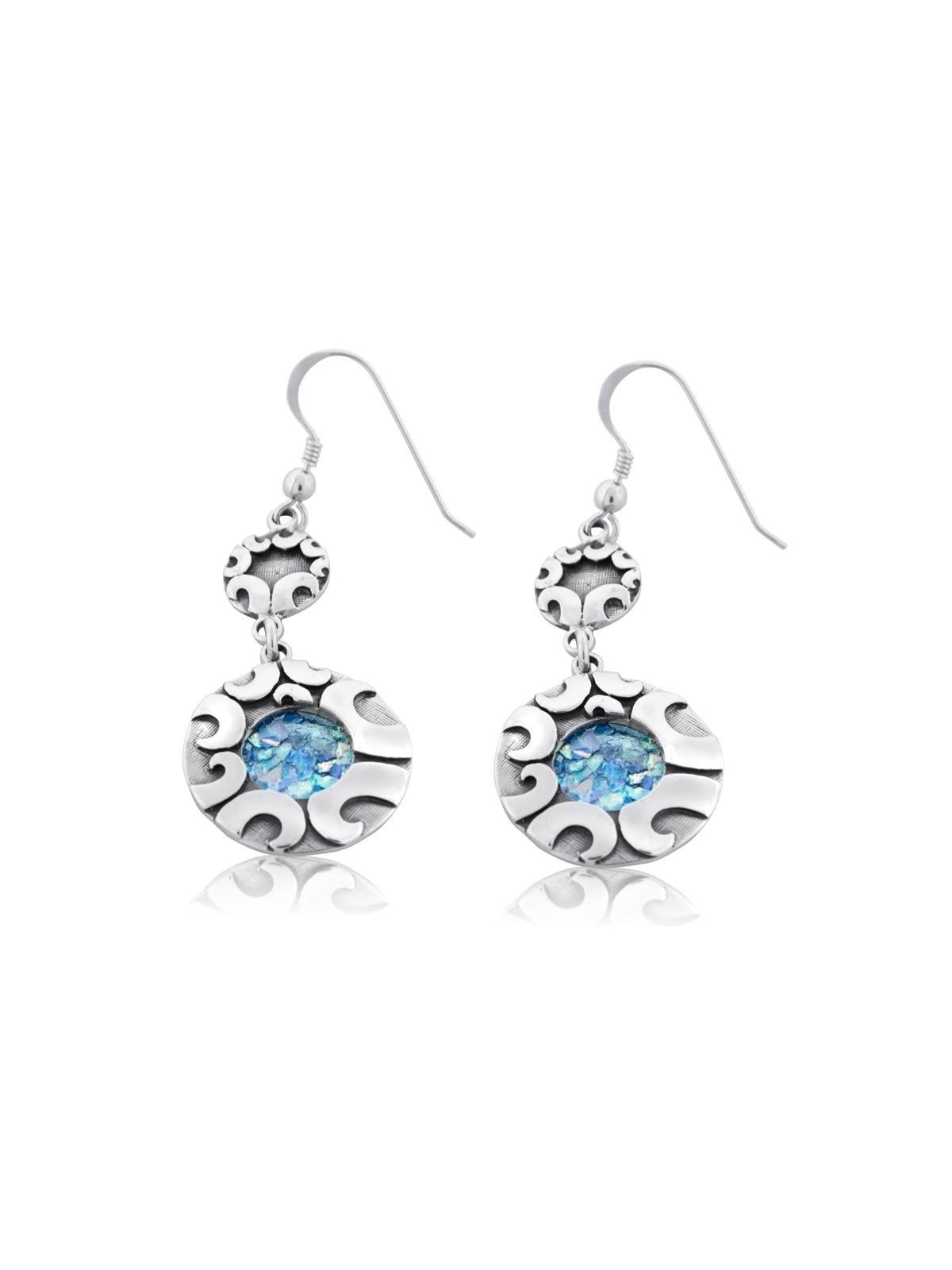 Roman Glass and Silver Arches Earrings