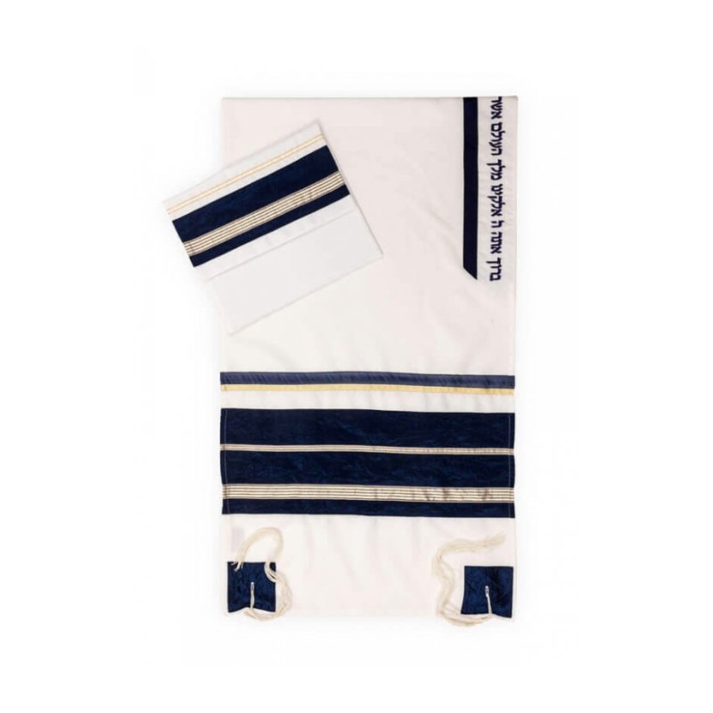 Ronit Gur Navy and Gold Stripes Tallit Prayer Shaw... | Modern Tallits