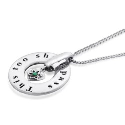 Large Silver Wheel Necklace - This Too Shall Pass