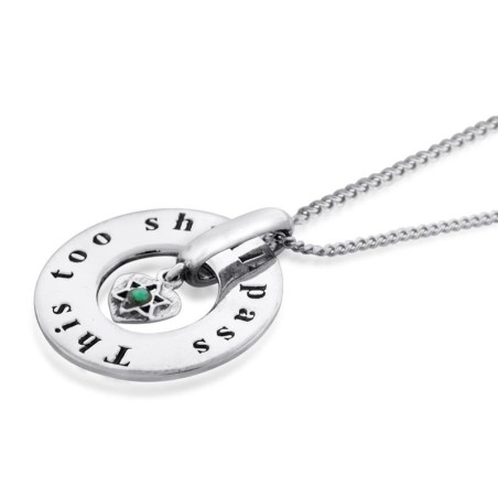 Large Silver Wheel Necklace - This Too Shall Pass