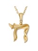 14K Gold Sculpted Chai Pendant Necklace for Women