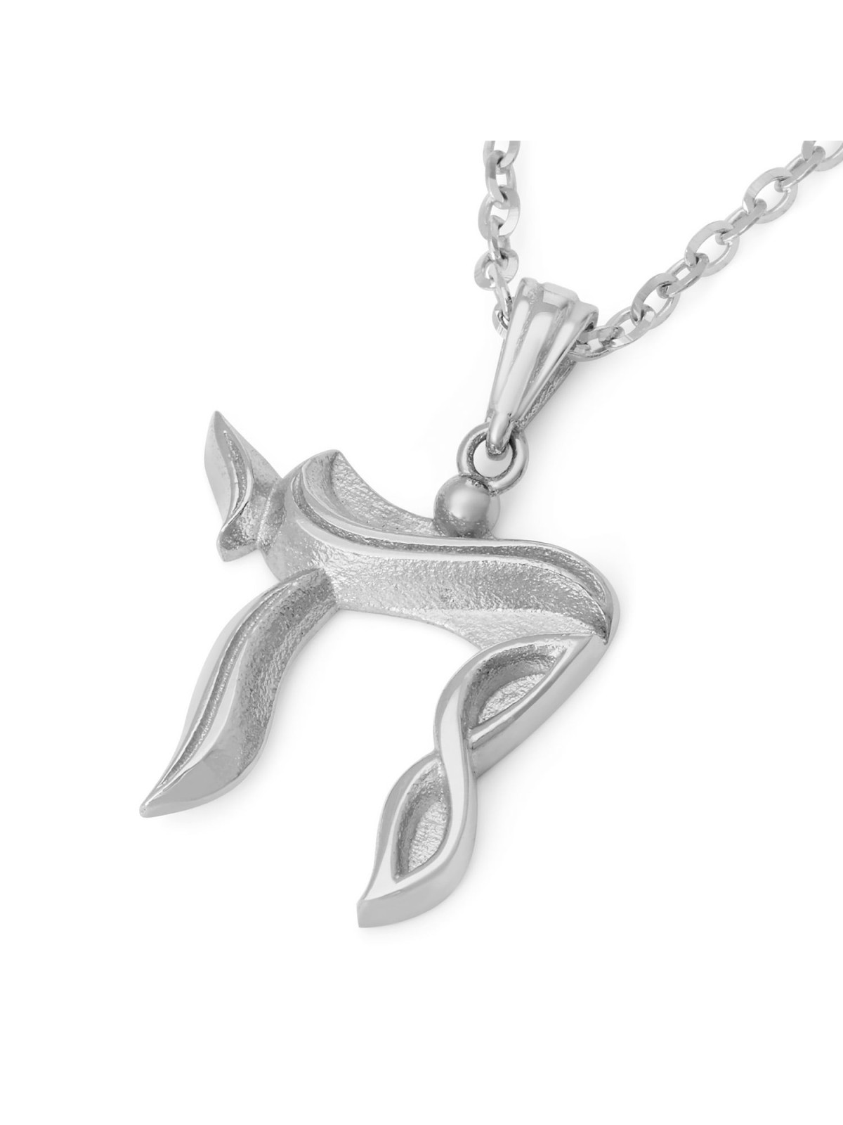 14K Gold Sculpted Chai Pendant Necklace for Women