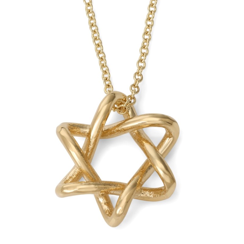 14K Gold Minimalist Star of David Pendant for Women
