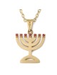 14K Gold and Ruby Menorah Pendant Necklace for Women