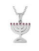 14K Gold and Ruby Menorah Pendant Necklace for Women