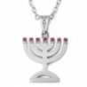 14K Gold and Ruby Menorah Pendant Necklace for Women