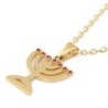 14K Gold and Ruby Menorah Pendant Necklace for Women