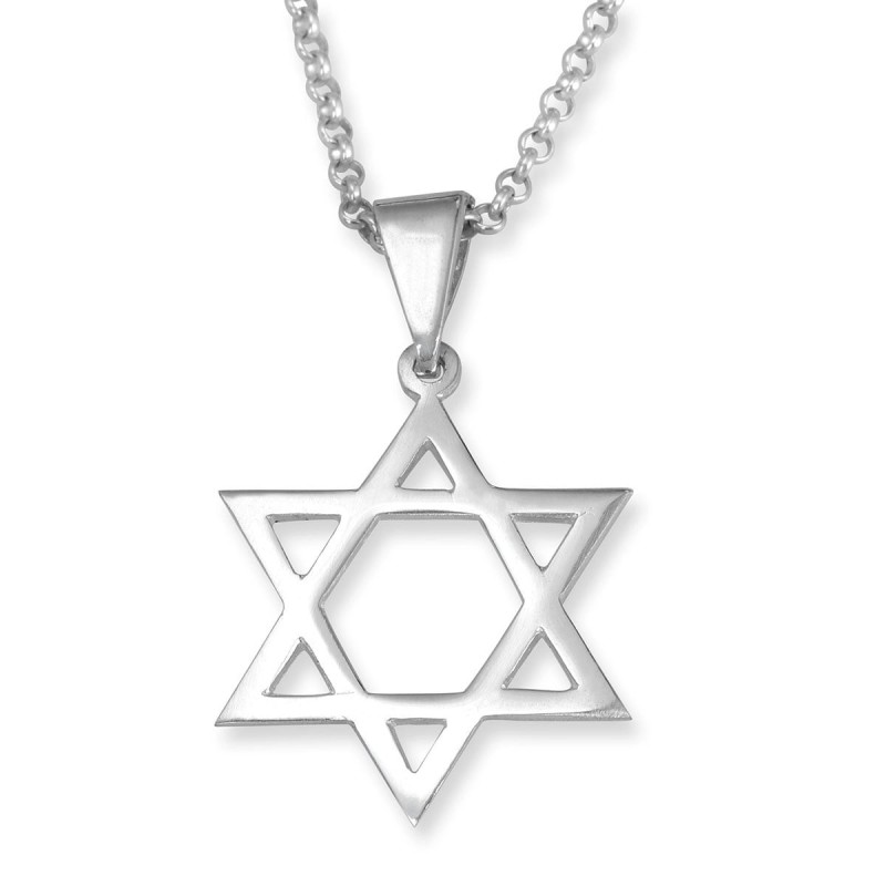 Classic Sterling Silver Star of David Pendant Necklace
