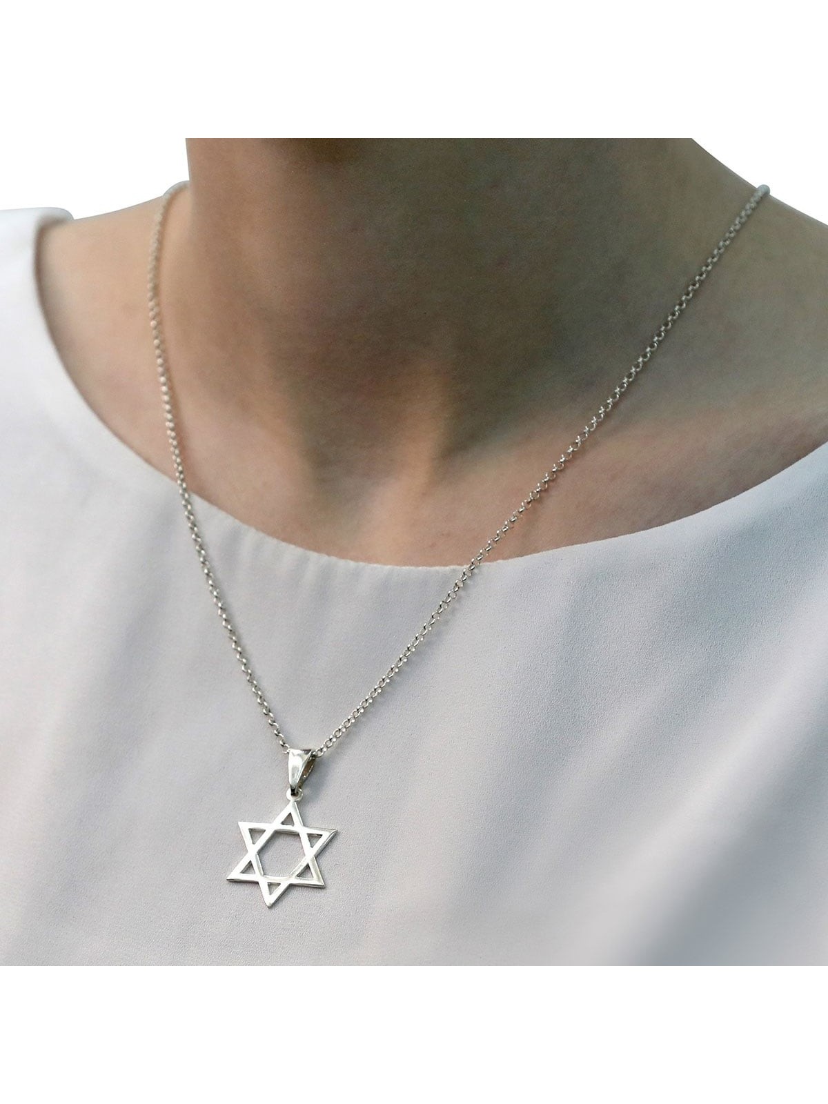 Collier pendentif étoile de David classique en argent sterling