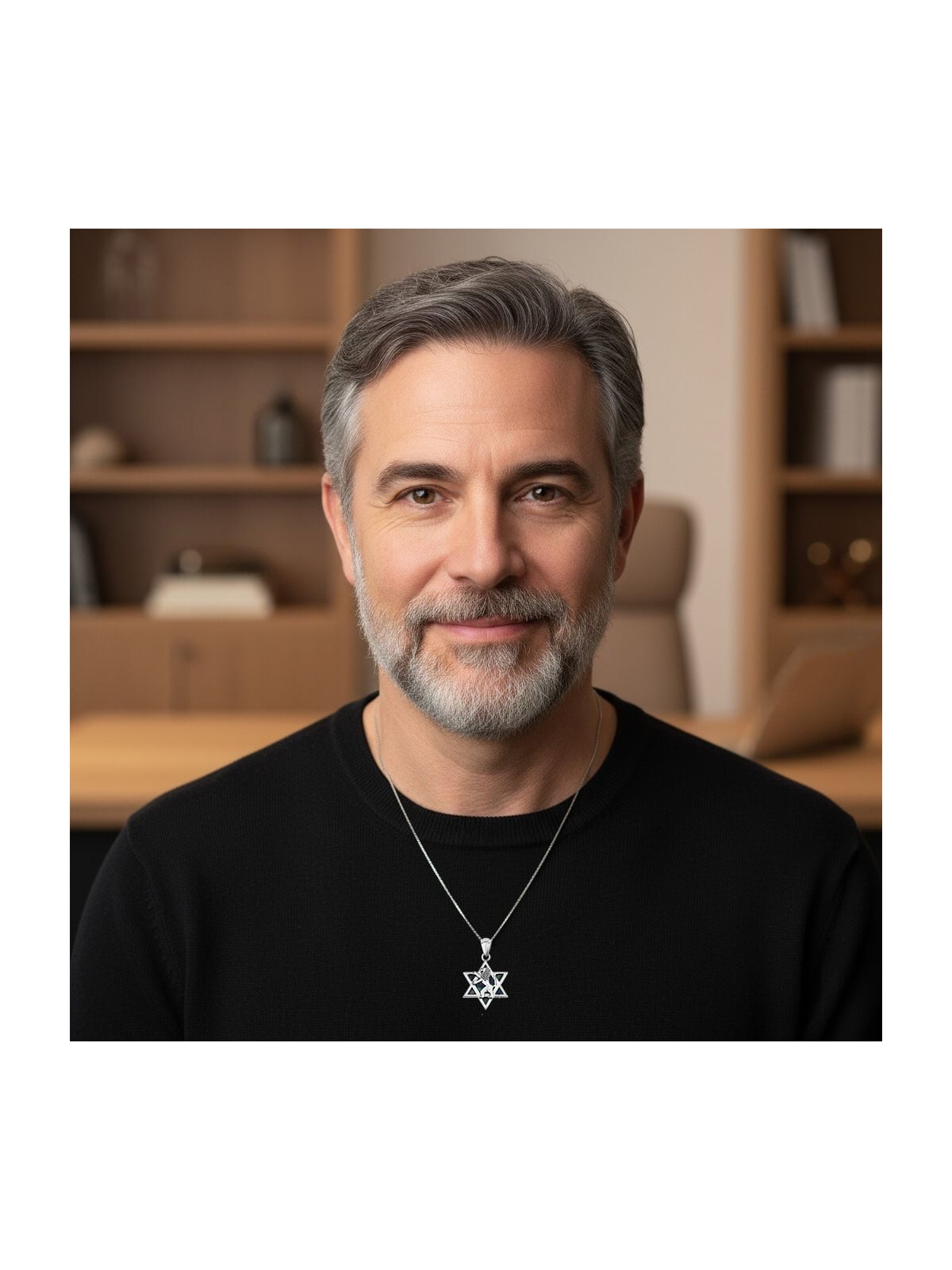 Sterling Silver Eilat Stone Star of David Unisex Pendant with Lion of