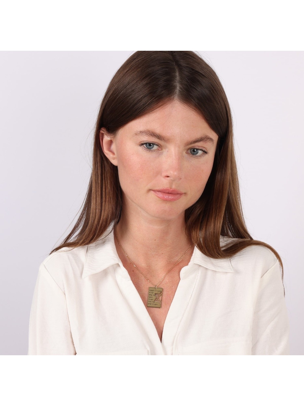 Collier en argent avec plaque d'identité de bénédiction sacerdotale avec étoile de David découpée