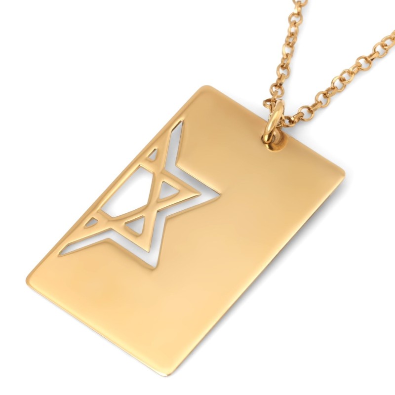 Silver Priestly Blessing Dog Tag Necklace with Cut-Out Star of David