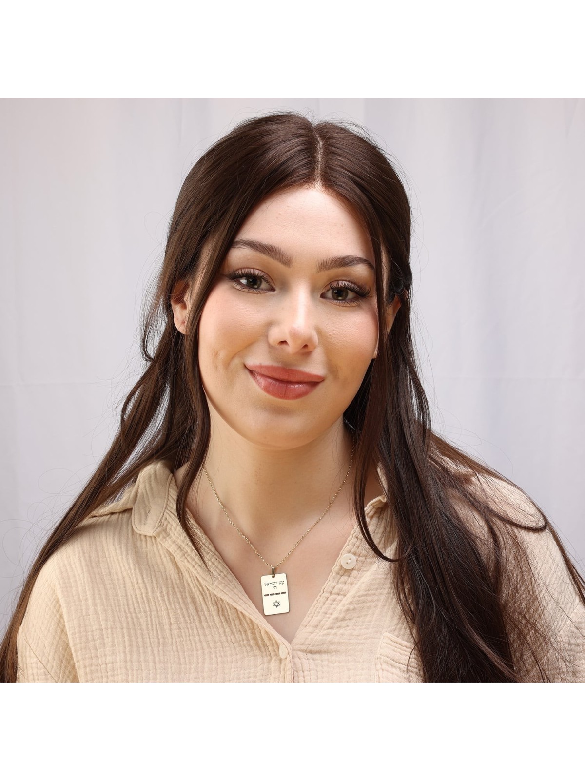 Luxury Thickness Am Yisrael Chai and Star of David Dog Tag Necklace -