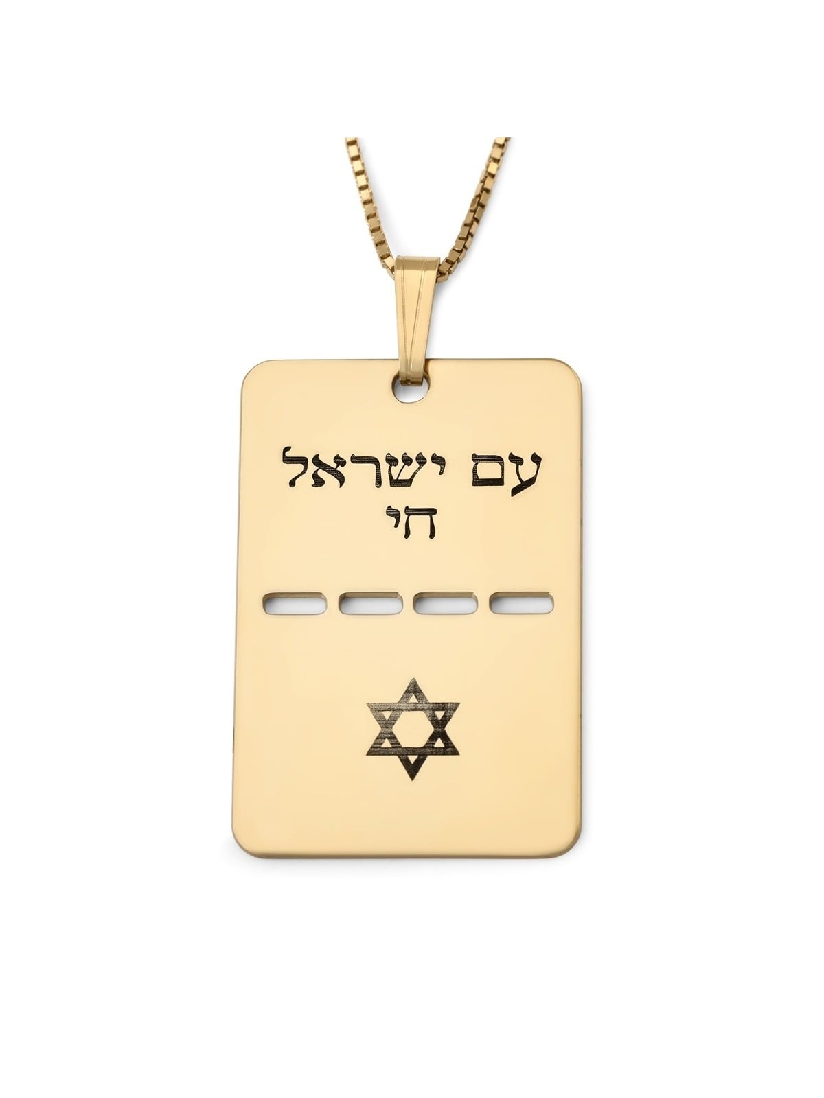 Luxury Thickness Am Yisrael Chai and Star of David Dog Tag Necklace -