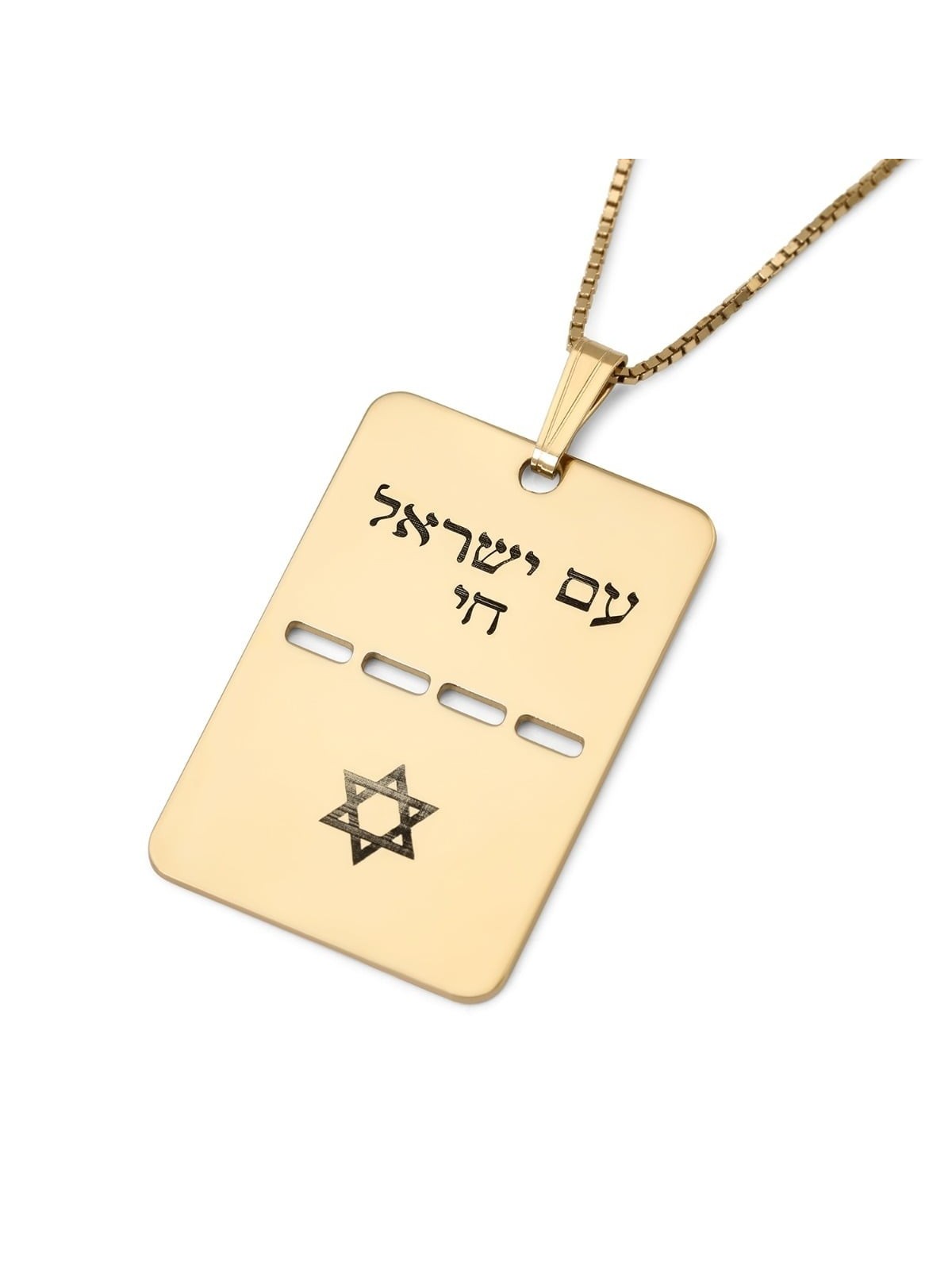 Épaisseur de luxe Am Yisrael Chai et étoile de David Dog Tag Collier -