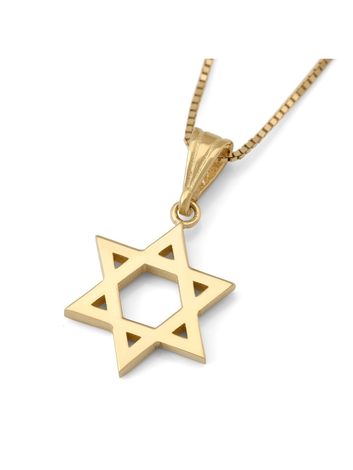 Collier pendentif unisexe petite étoile de David en or 14 carats