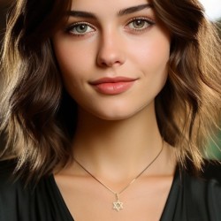 14K Gold Small Star of David Unisex Pendant Necklace