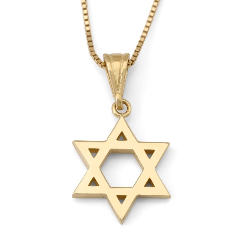 Collier pendentif unisexe petite étoile de David en or 14 carats