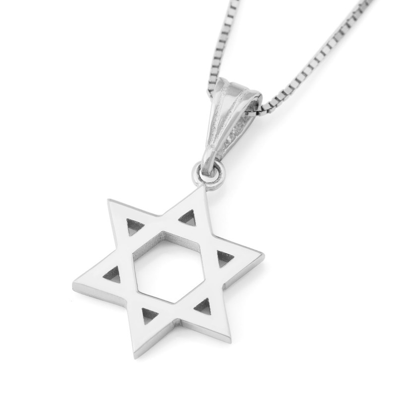 Collier pendentif unisexe petite étoile de David en or 14 carats