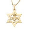Unisex Star of David and Am Yisrael Chai Necklace - Silver or Gold Pla