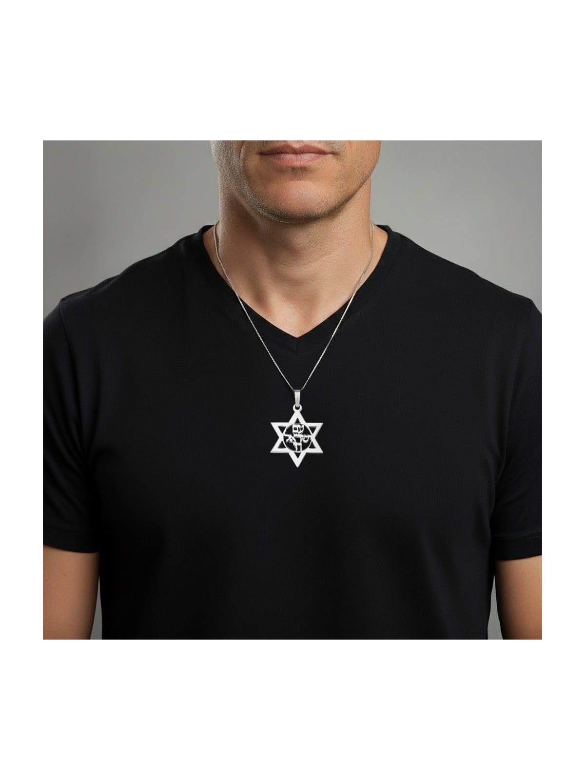 Collier unisexe étoile de David et Am Yisrael Chai - Pla argent ou or