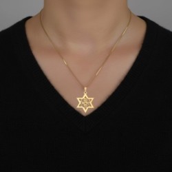Unisex Star of David and Am Yisrael Chai Necklace - Silver or Gold Pla
