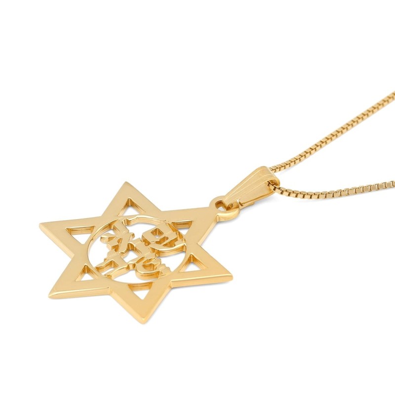 Unisex Star of David and Am Yisrael Chai Necklace - Silver or Gold Pla