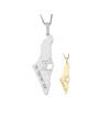 Collier carte d'Israël avec Am Yisrael Chai et étoile de David découpée