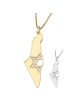 Map of Israel Necklace with Cut-Out Star of David - Silver or Gold-Pla