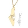 Map of Israel Necklace with Cut-Out Star of David - Silver or Gold-Pla