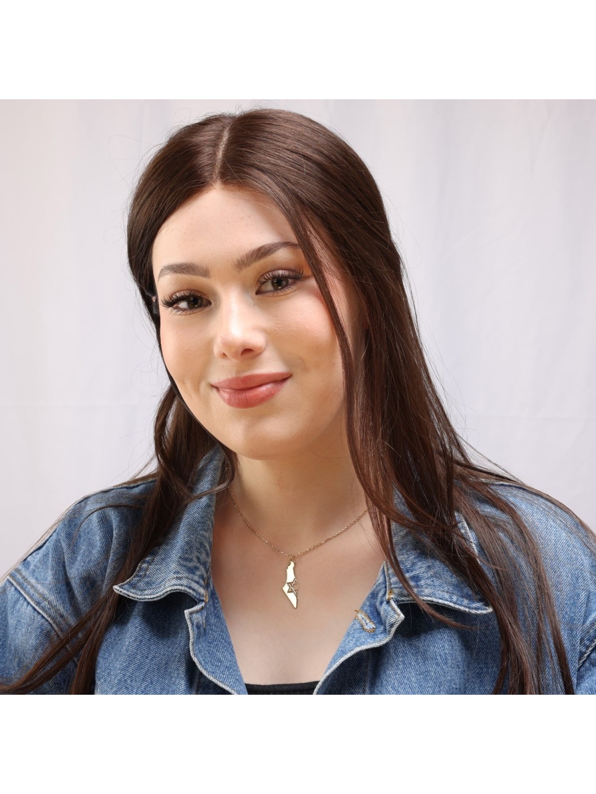 Map of Israel Necklace with Cut-Out Star of David - Silver or Gold-Pla