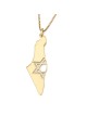 Map of Israel Necklace with Cut-Out Star of David - Silver or Gold-Pla