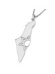 Map of Israel Necklace with Cut-Out Star of David - Silver or Gold-Pla